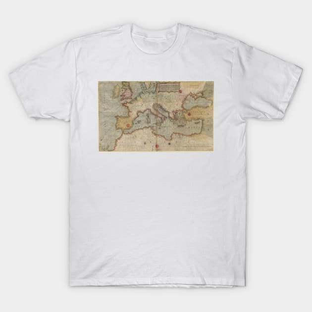 Vintage Map of Europe and The Mediterranean (1569) T-Shirt by Bravuramedia